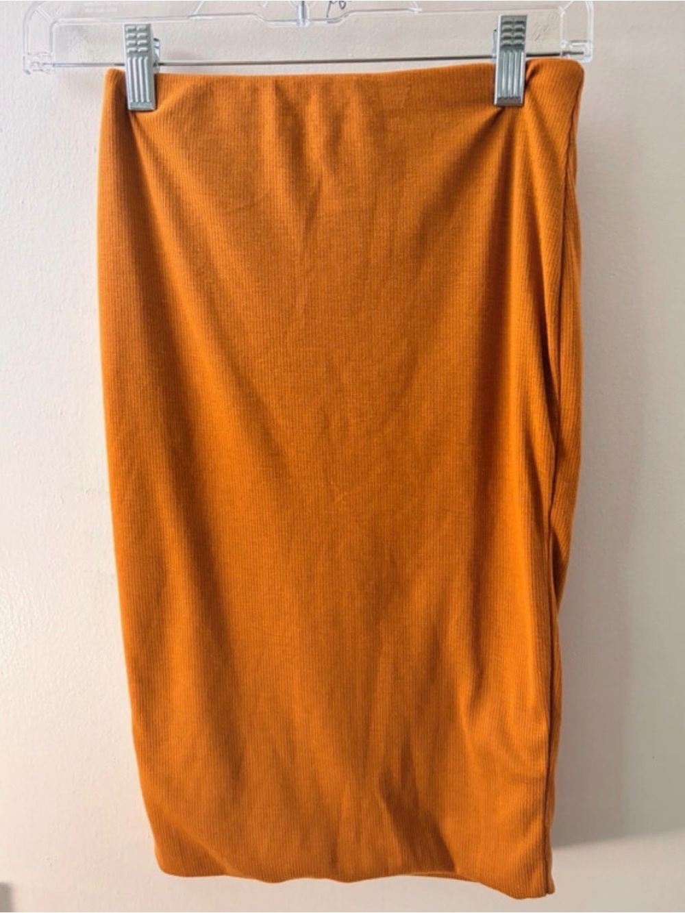 iris Orange Ribbed Pencil Skirt